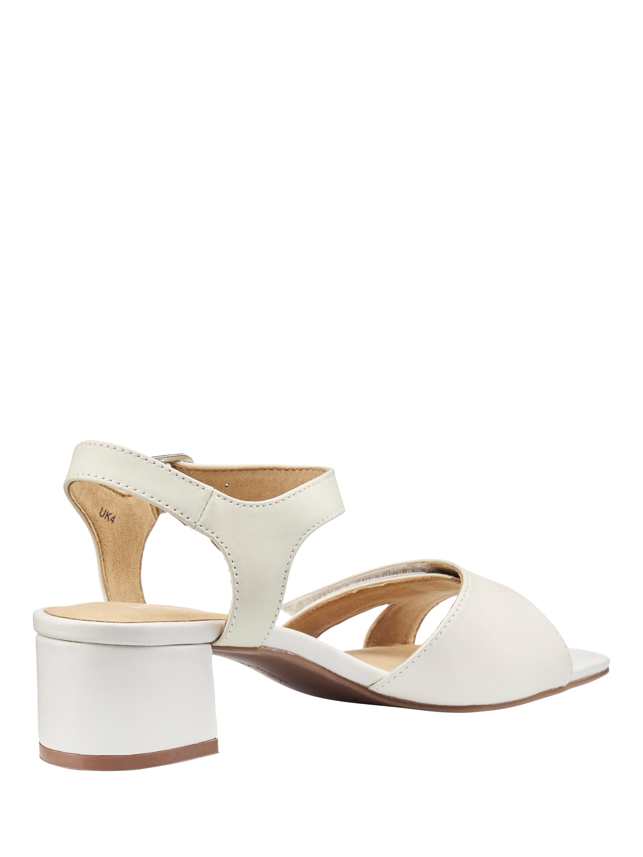 Product image 4 of 4, which shows Hotter Riviera Leather Block Heel Strappy Sandals, White Sand, 3S