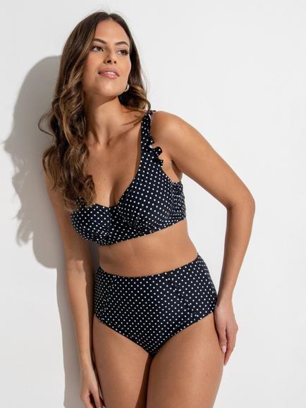 Pour Moi Sicily High Waist Tummy Control Bikini Bottoms, Black/White, Black/White