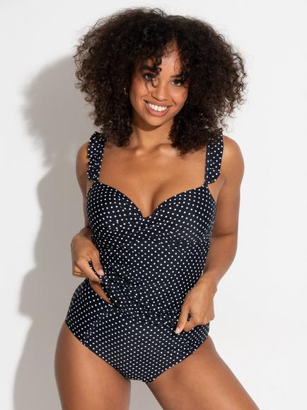 Pour Moi Sicily Lightly Padded Underwired Tankini Top - view 2, Black/White