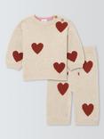 John Lewis Baby Knitted Heart Jumper and Trousers Set, Natural