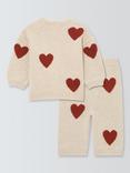 John Lewis Baby Knitted Heart Jumper and Trousers Set, Natural