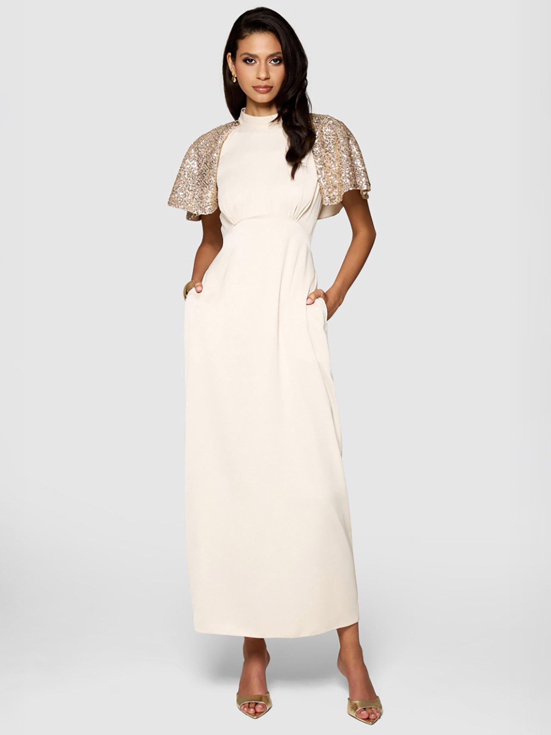 Closet London Cape Shoulder Maxi Dress, Cream