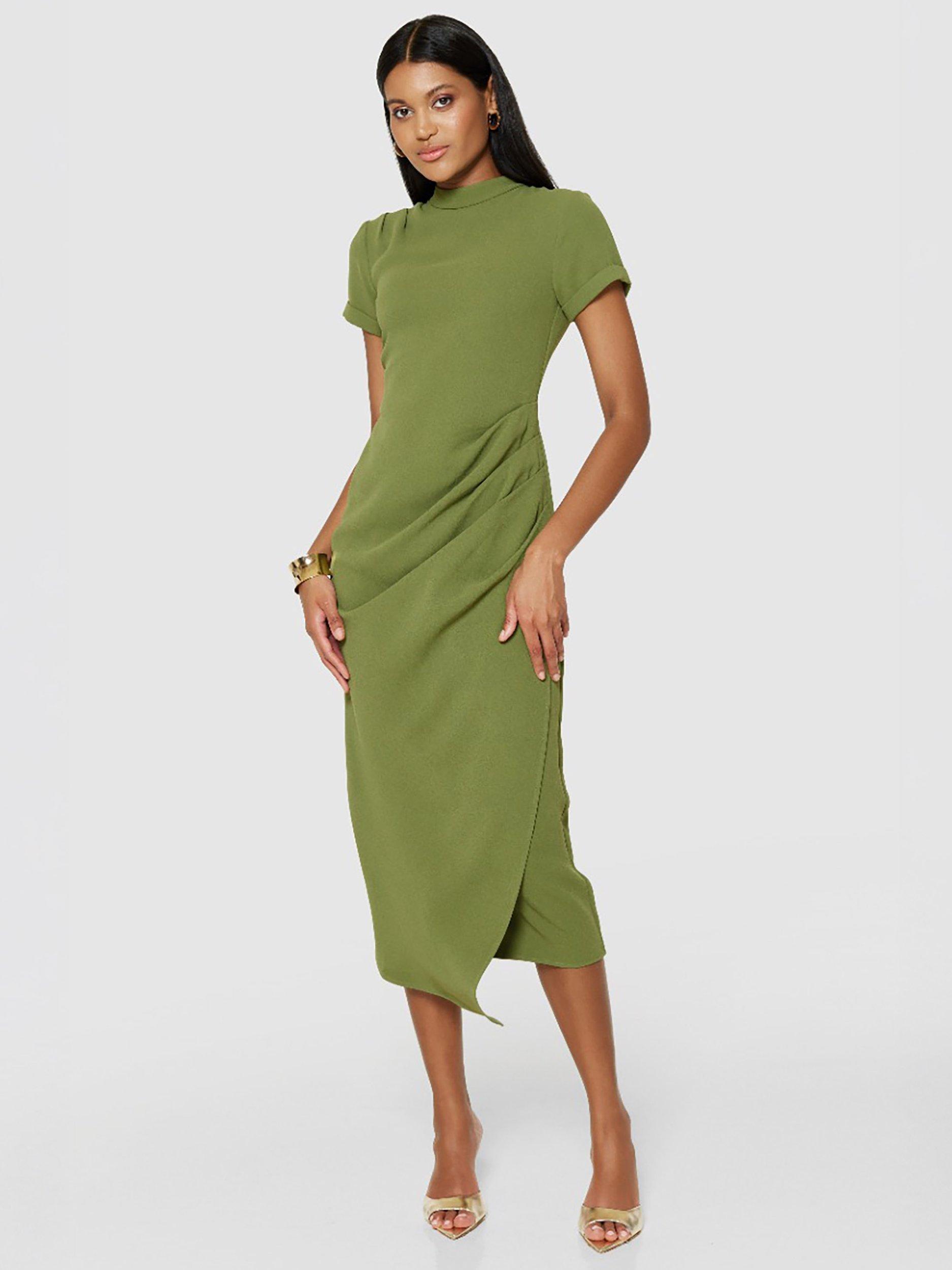 Closet London Ruched Side Pencil Dress, Olive