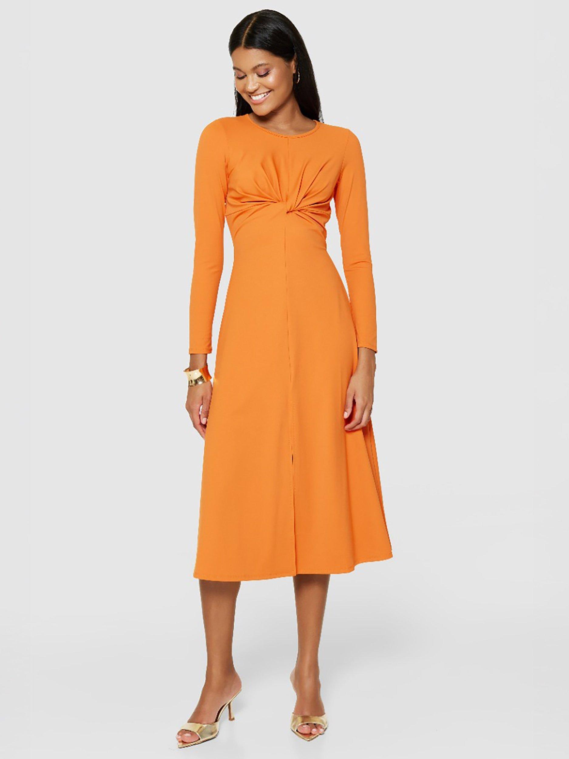 Closet London Twisted A-Line Dress, Orange
