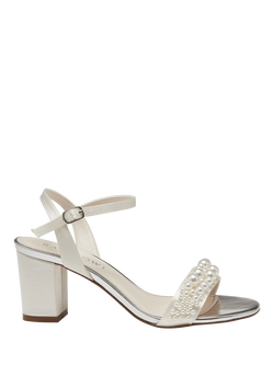 Rainbow Club Clara Mid Wide Fit Satin Wedding Sandals, White Ivory, White Ivory