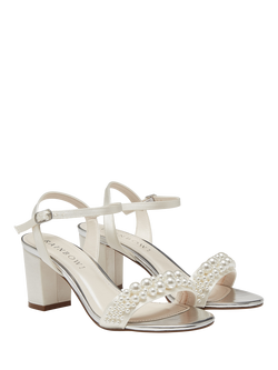 Rainbow Club Clara Mid Wide Fit Satin Wedding Sandals, White Ivory - view 2, White Ivory