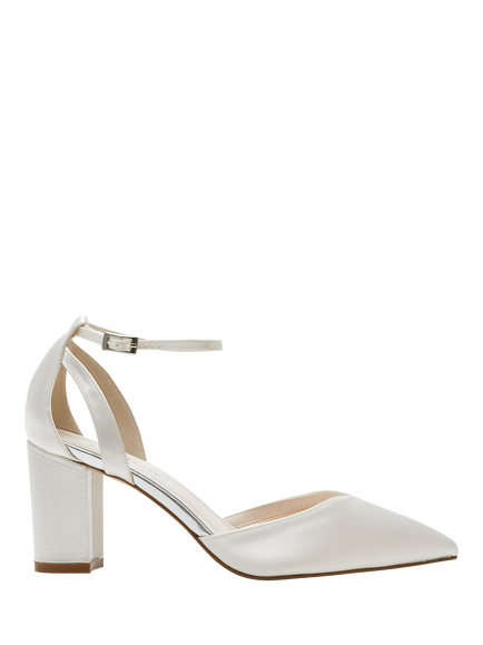 Rainbow Club Eve Mid Wide Fit Satin Wedding Court Shoes, White Ivory, White Ivory