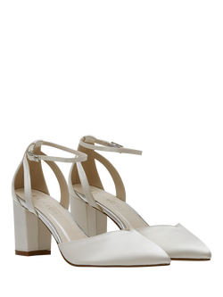 Rainbow Club Eve Mid Wide Fit Satin Wedding Court Shoes, White Ivory - view 2, White Ivory