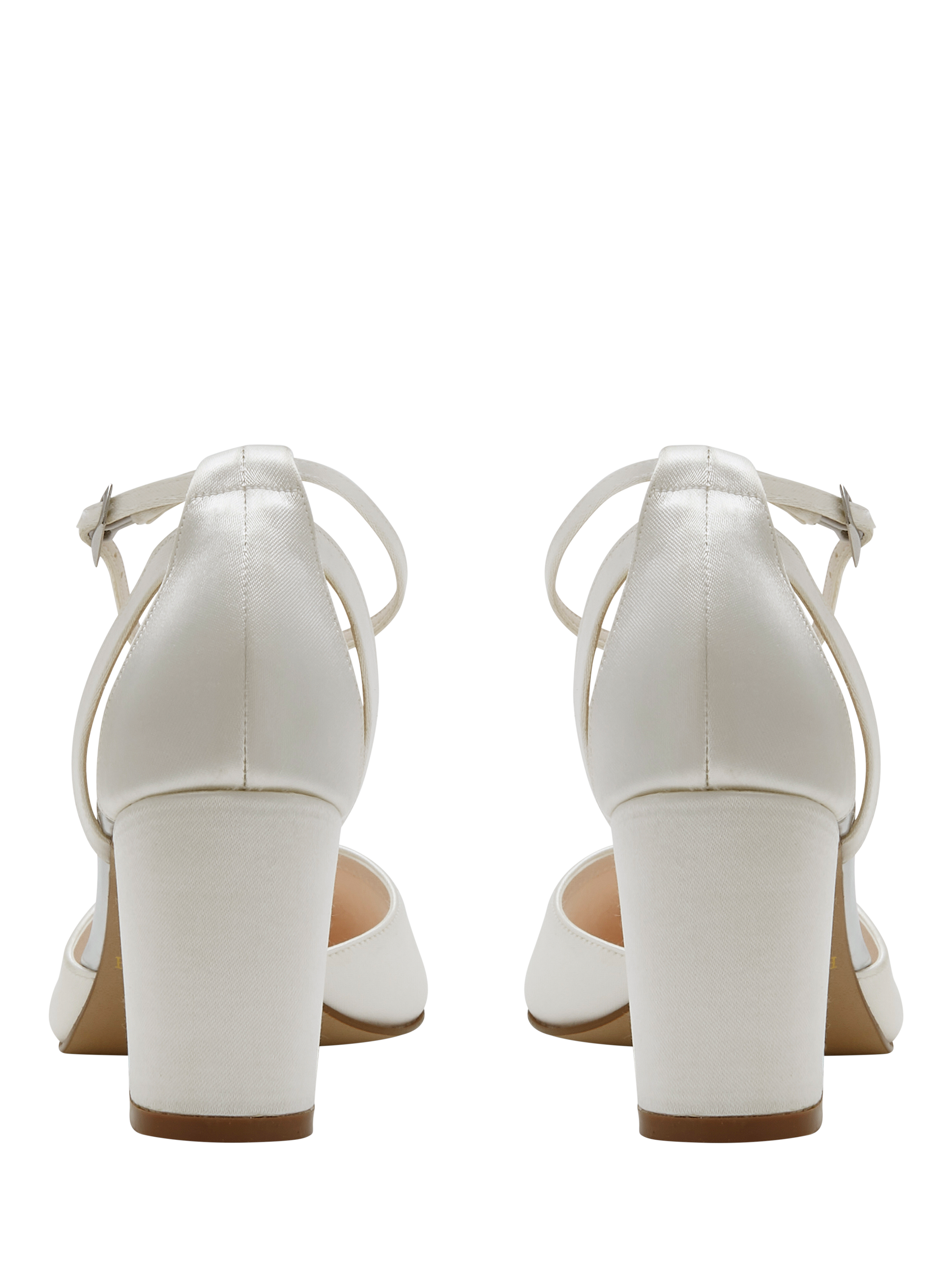 Product image 3 of 4, which shows Rainbow Club Eve Mid Wide Fit Satin Wedding Court Shoes, White Ivory, 4W