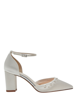 Rainbow Club Maya Mid Wide Fit Satin Wedding Court Shoes, Ivory, Ivory