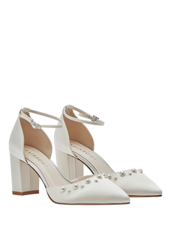 Rainbow Club Maya Mid Wide Fit Satin Wedding Court Shoes, Ivory - view 2, Ivory