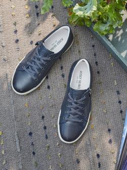 Josef Seibel Claire 03 Leather Zip Trainers, Blue Indigo - view 2, Blue Indigo