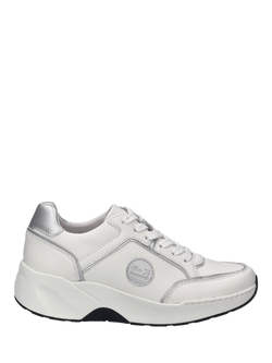 Josef Seibel Lissi 12 Leather Lace Up Trainers, White/Silver, White/Silver