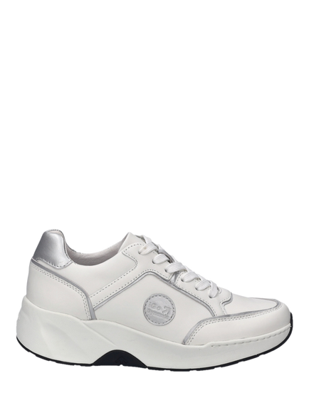 Josef Seibel Lissi 12 Leather Lace Up Trainers, White/Silver, White/Silver