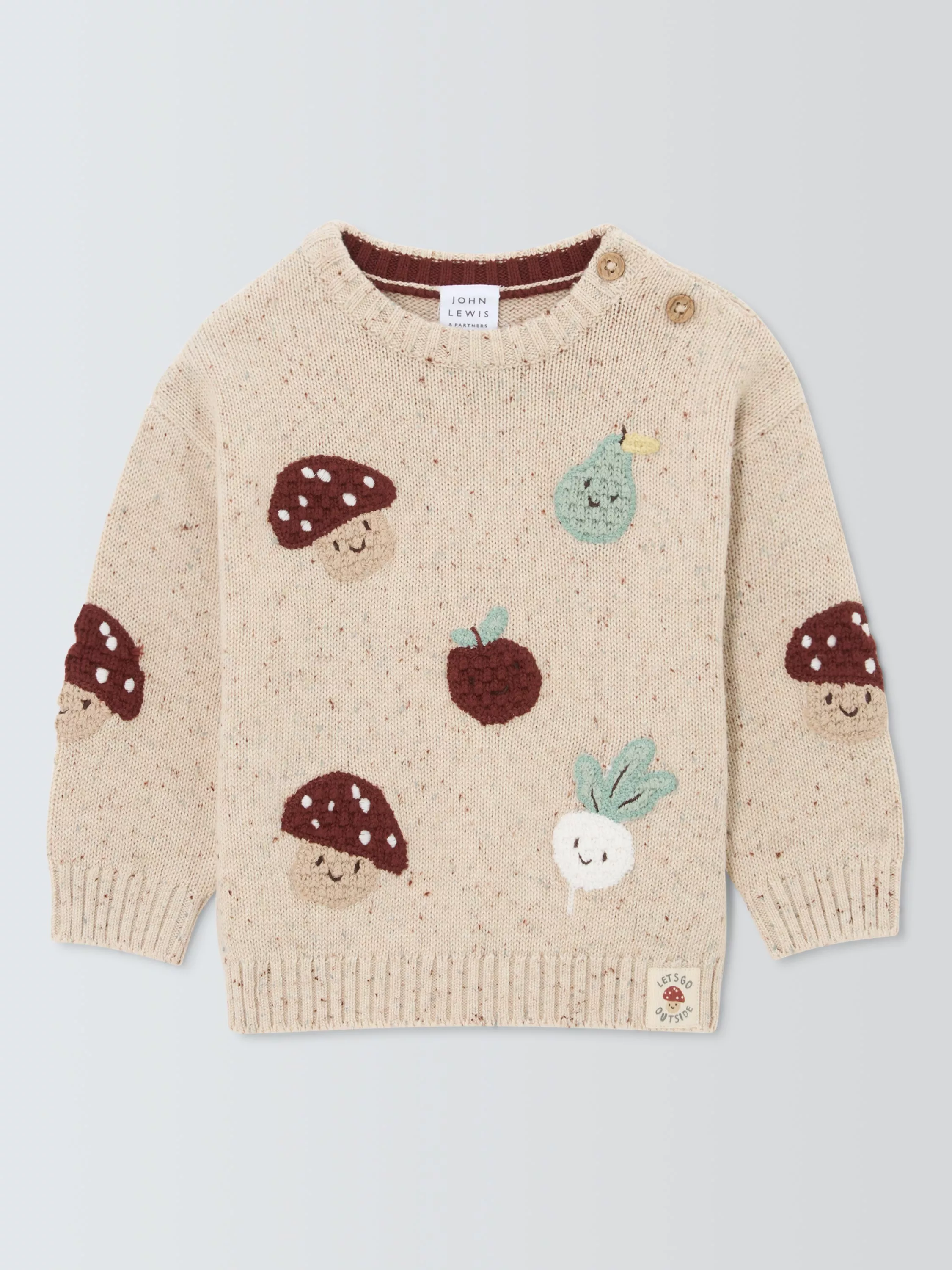 John Lewis Mushroom Crochet Jumper, Blue