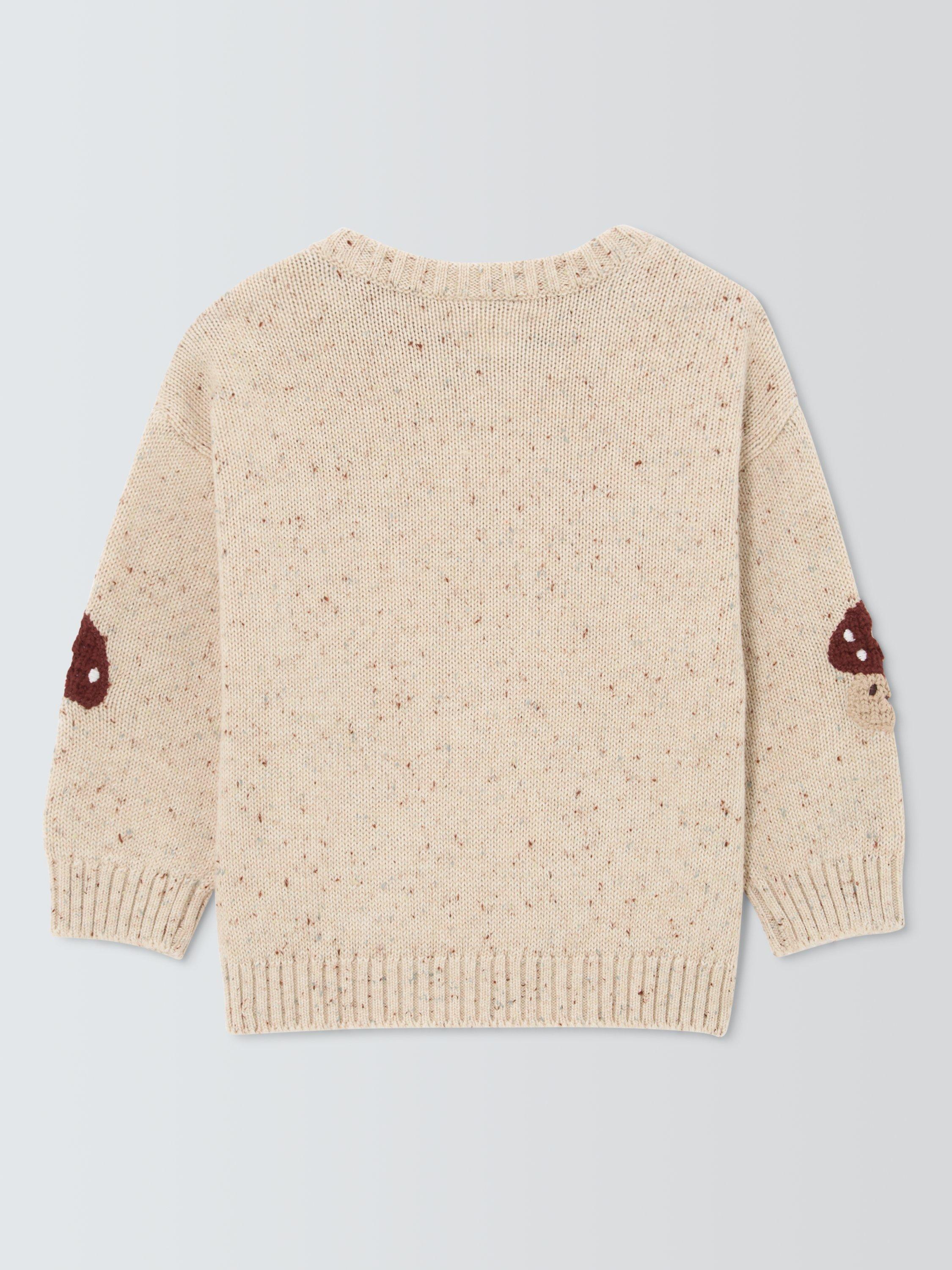 Product image 2 of 3, which shows John Lewis Mushroom Crochet Jumper, Blue, 0-3 months