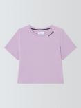 John Lewis Kids' Pointelle Hearts Cropped Pyjamas Top, Purple