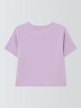 John Lewis Kids' Pointelle Hearts Cropped Pyjamas Top, Purple