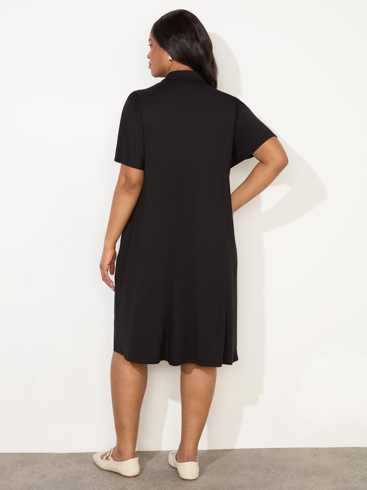 Product image 3 of 3, which shows Live Unlimited Curve Button-Up Shirt Dress, Black, 14