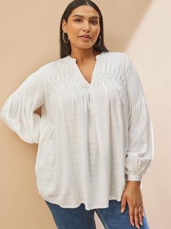 Live Unlimited Ivory Classic Long Sleeved Pintuck Blouse, Natural