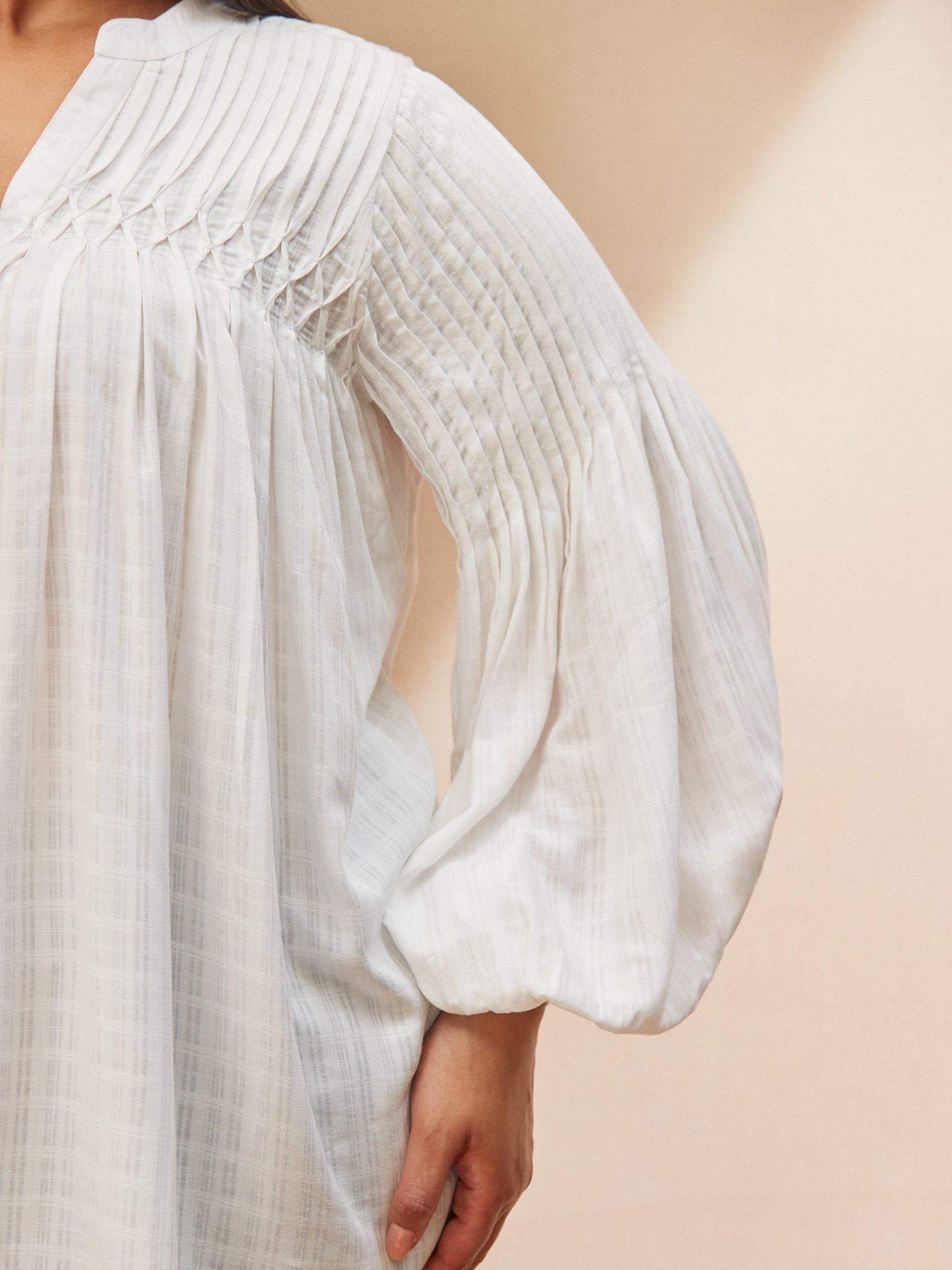 Product image 3 of 4, which shows Live Unlimited Ivory Classic Long Sleeved Pintuck Blouse, Natural, 12