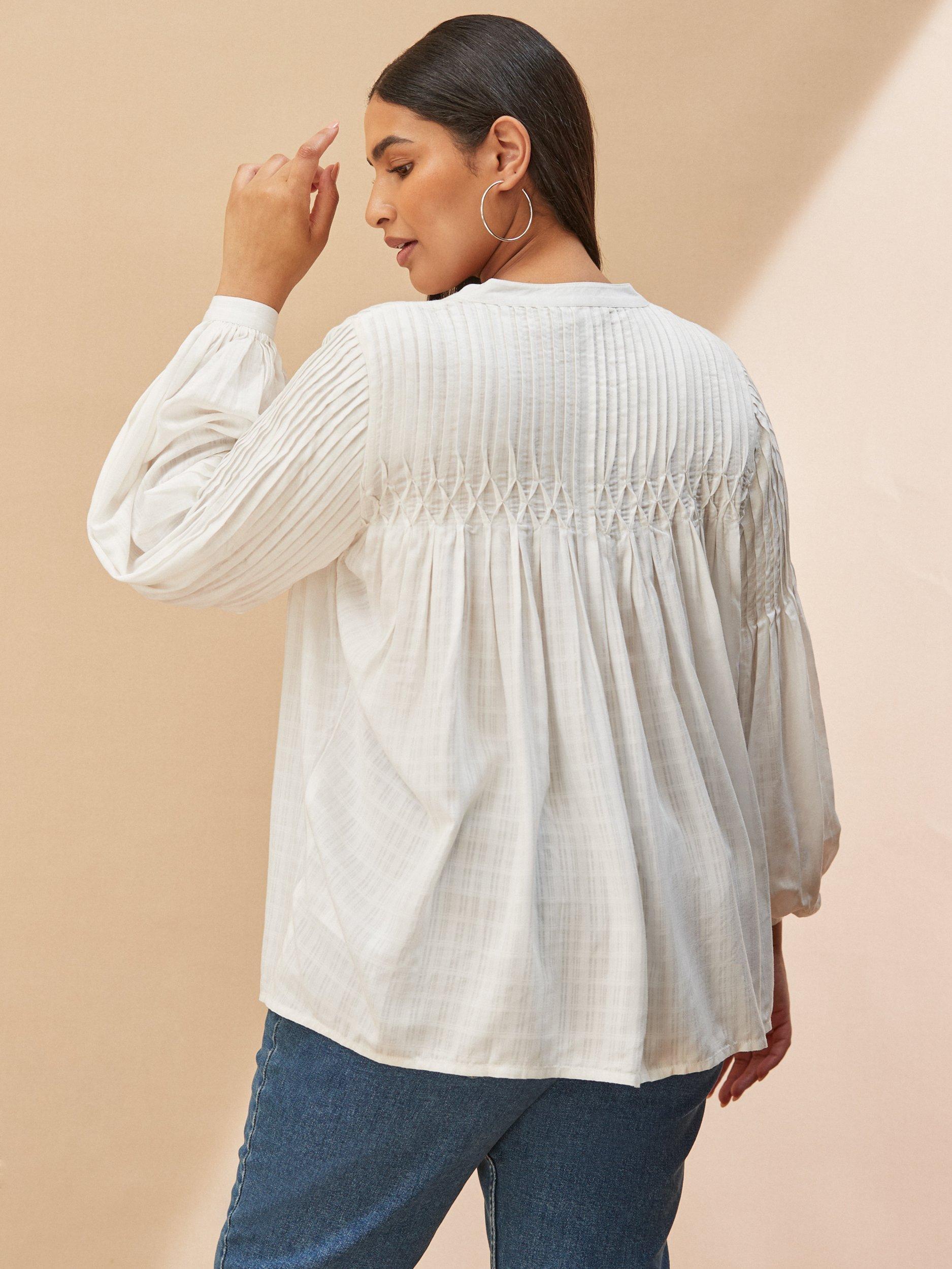 Product image 4 of 4, which shows Live Unlimited Ivory Classic Long Sleeved Pintuck Blouse, Natural, 12