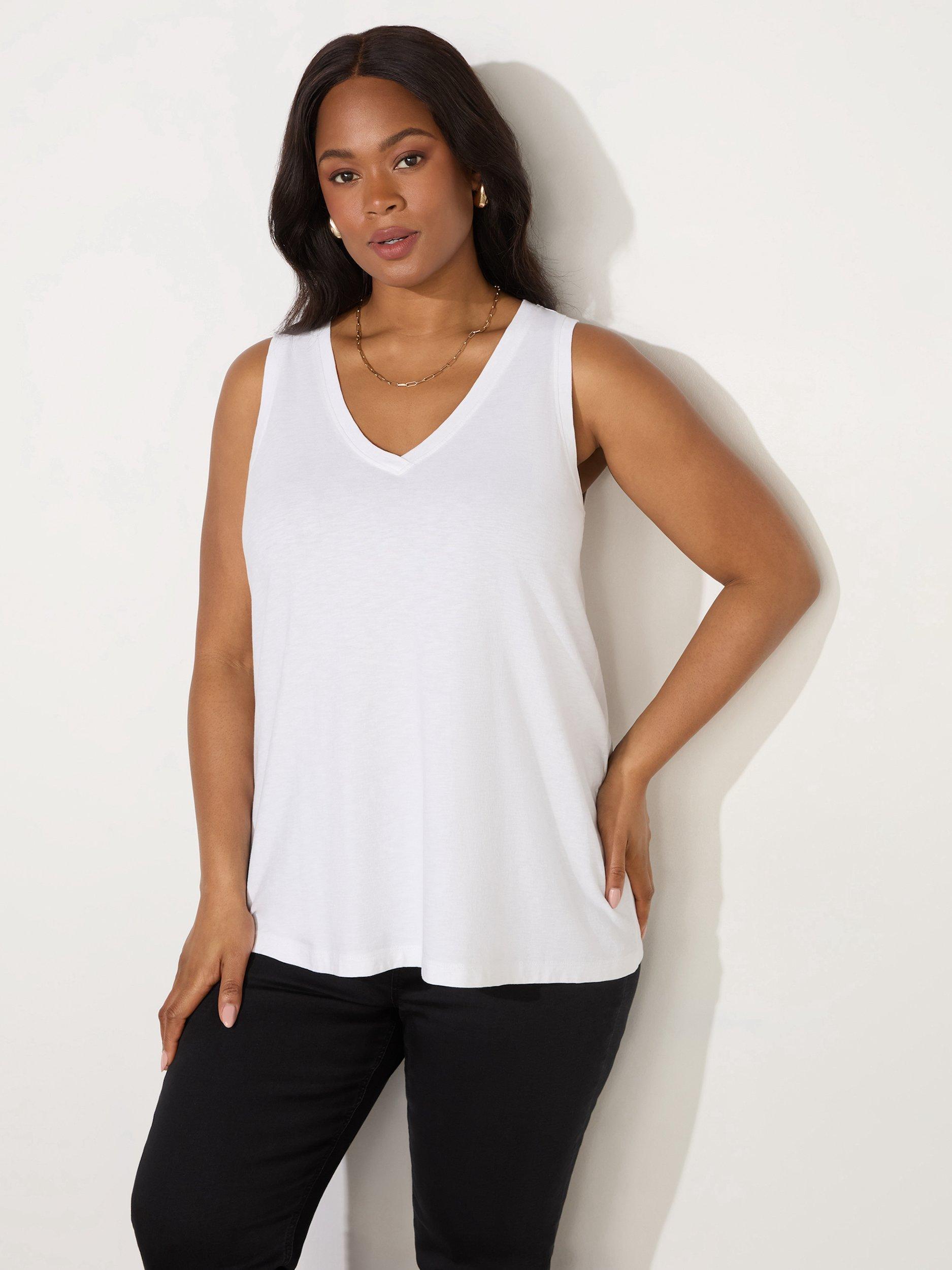 Product image 2 of 4, which shows Live Unlimited Cotton V-Neck Vest Top, Natural, 12