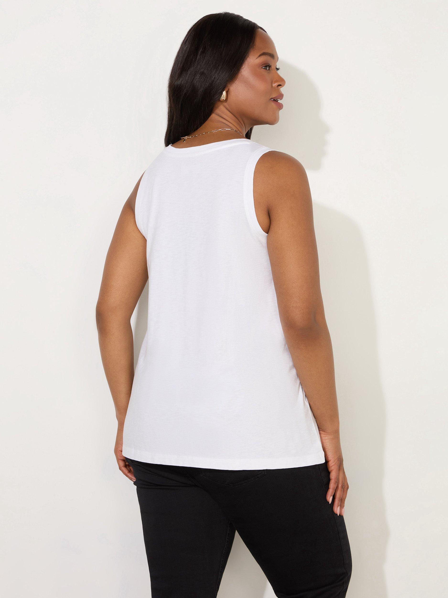 Product image 4 of 4, which shows Live Unlimited Cotton V-Neck Vest Top, Natural, 12