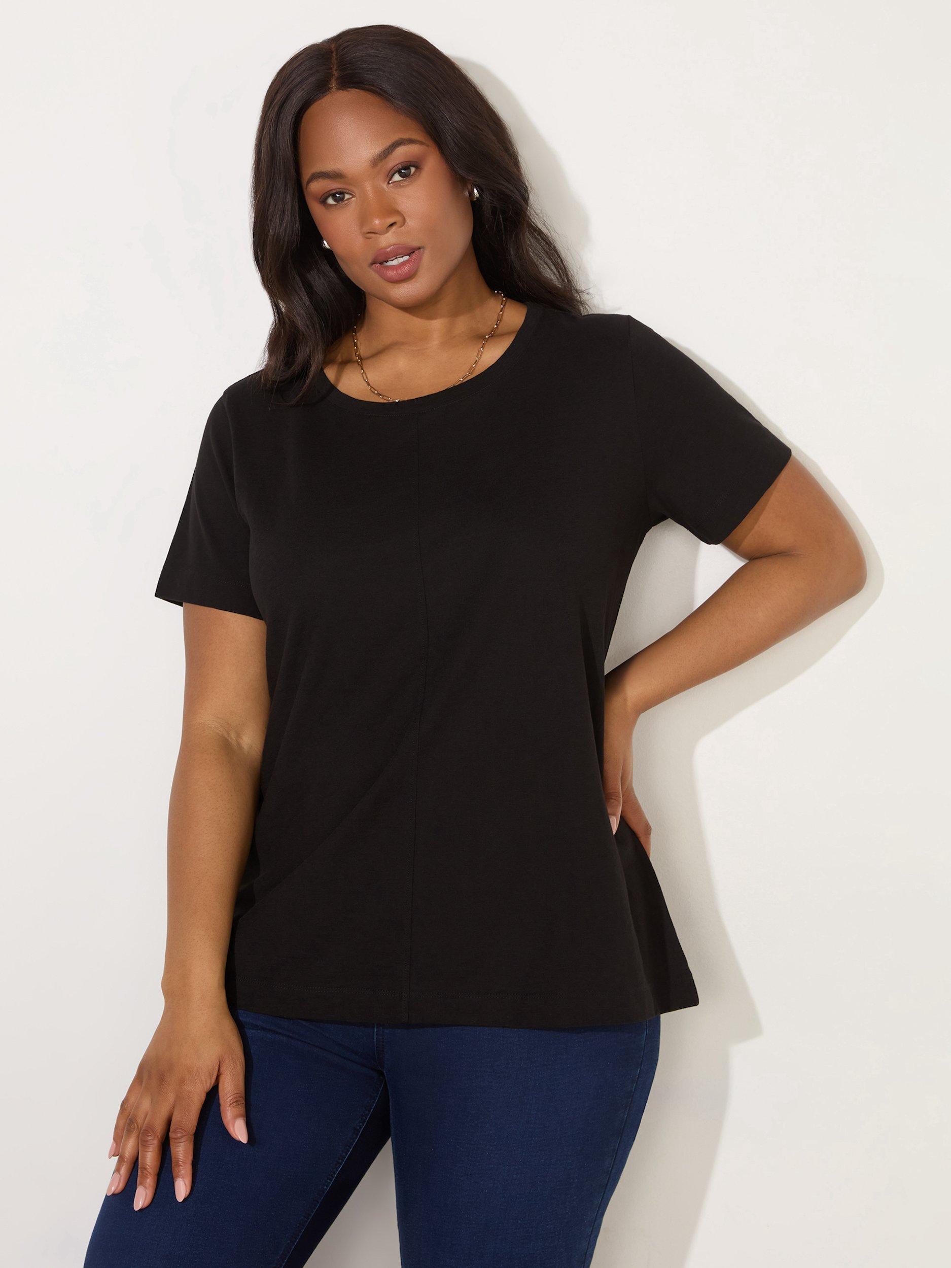 Product image 1 of 3, which shows Live Unlimited Cotton Round Neck T-Shirt, Black, 26