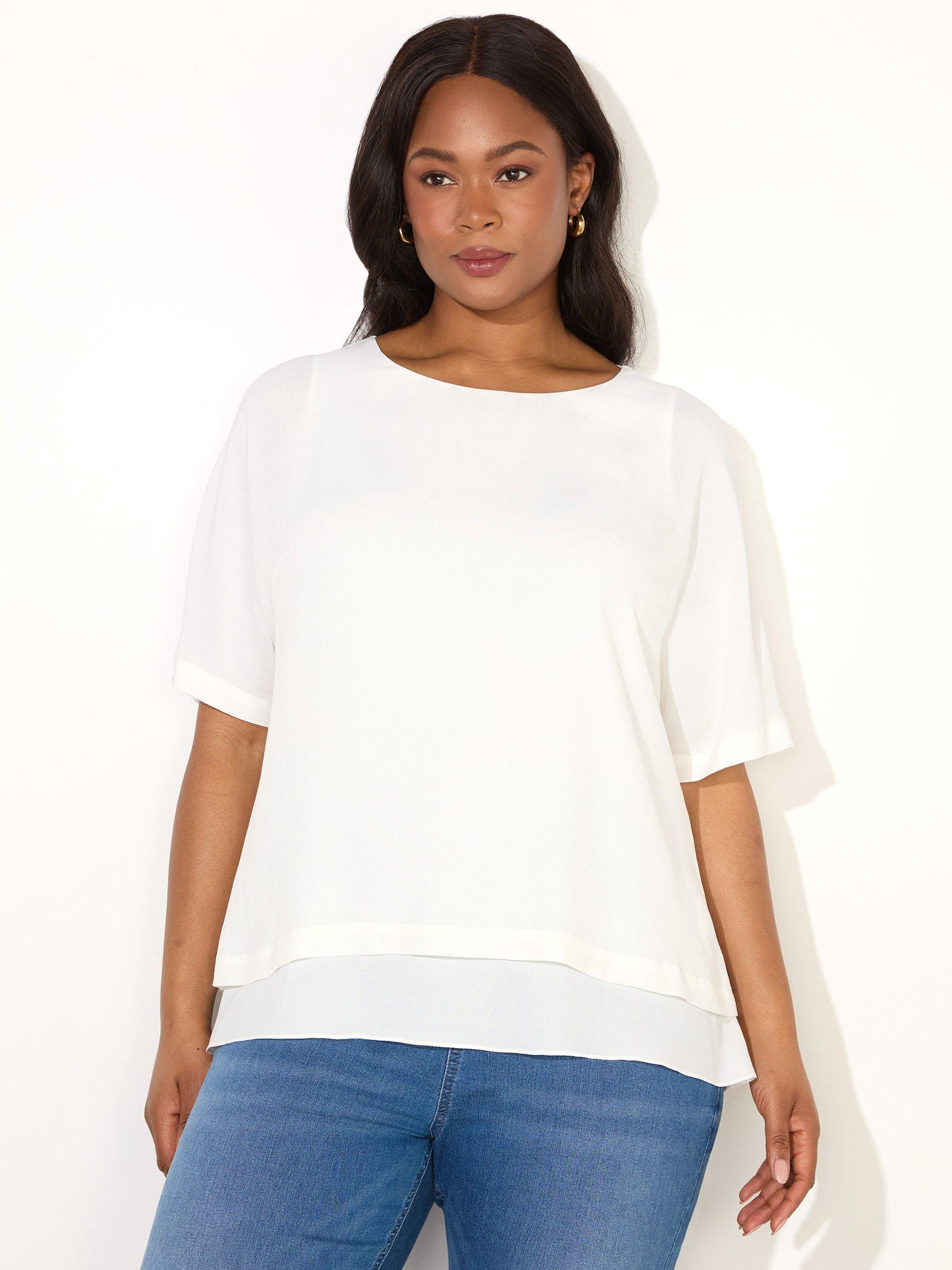 Product image 1 of 3, which shows Live Unlimited Woven Overlay Top, Natural, 14