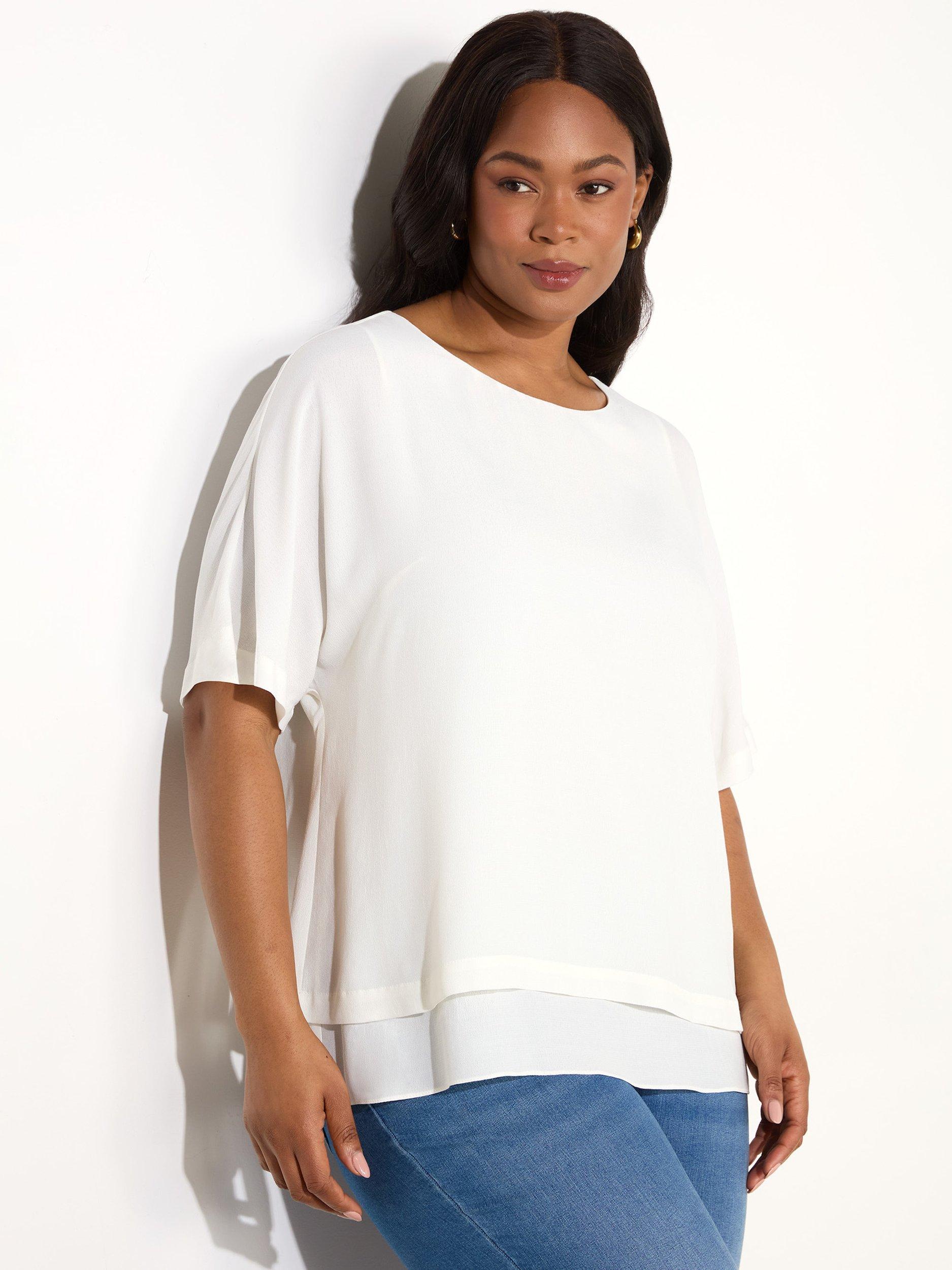 Product image 2 of 3, which shows Live Unlimited Woven Overlay Top, Natural, 14