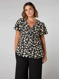 Live Unlimited Cherry Print Flutter Sleeve Top, Black/Multi - view 2, Black/Multi