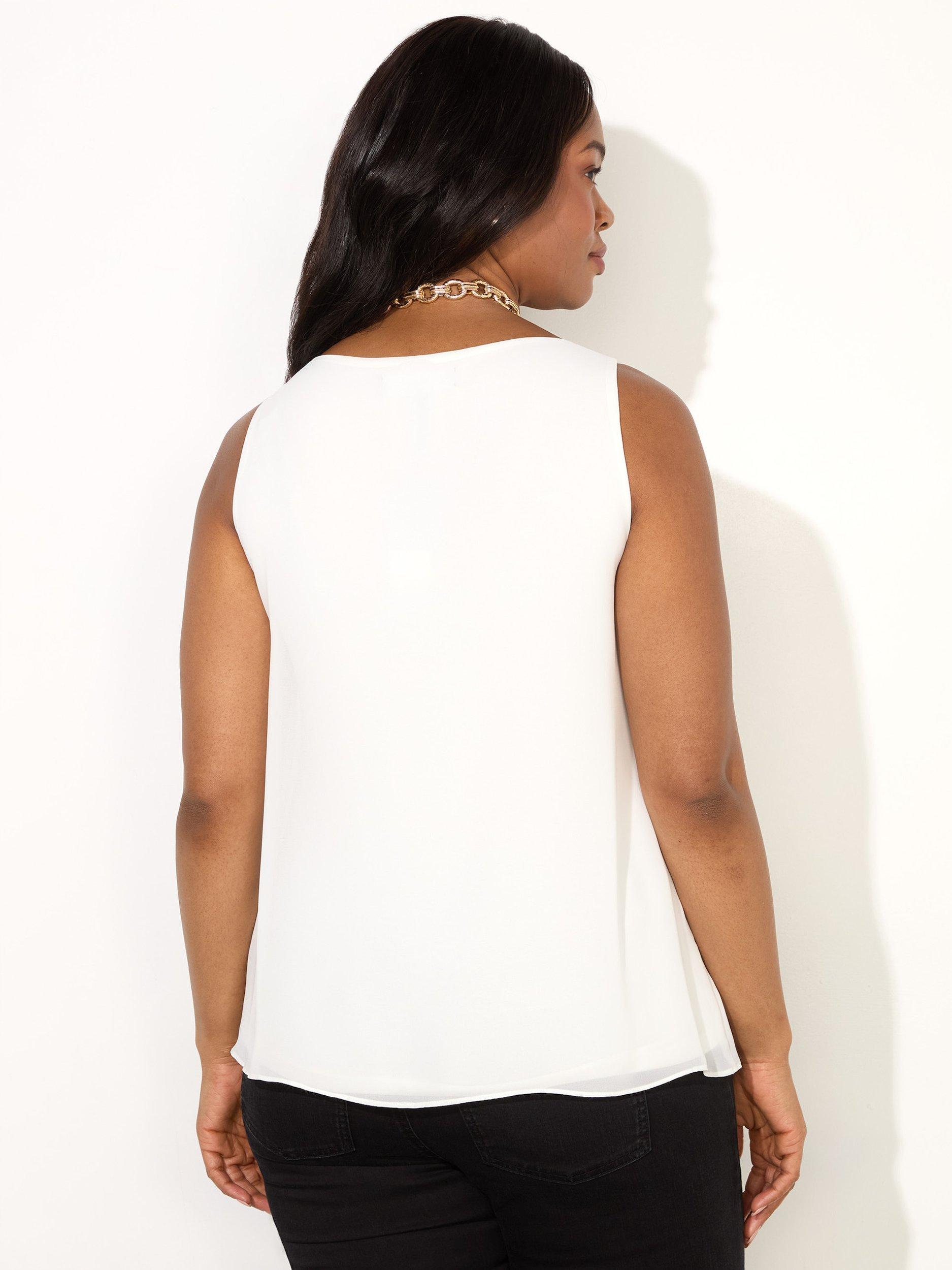 Product image 3 of 3, which shows Live Unlimited Chiffon V-Neck Swing Vest Top, Natural, 12