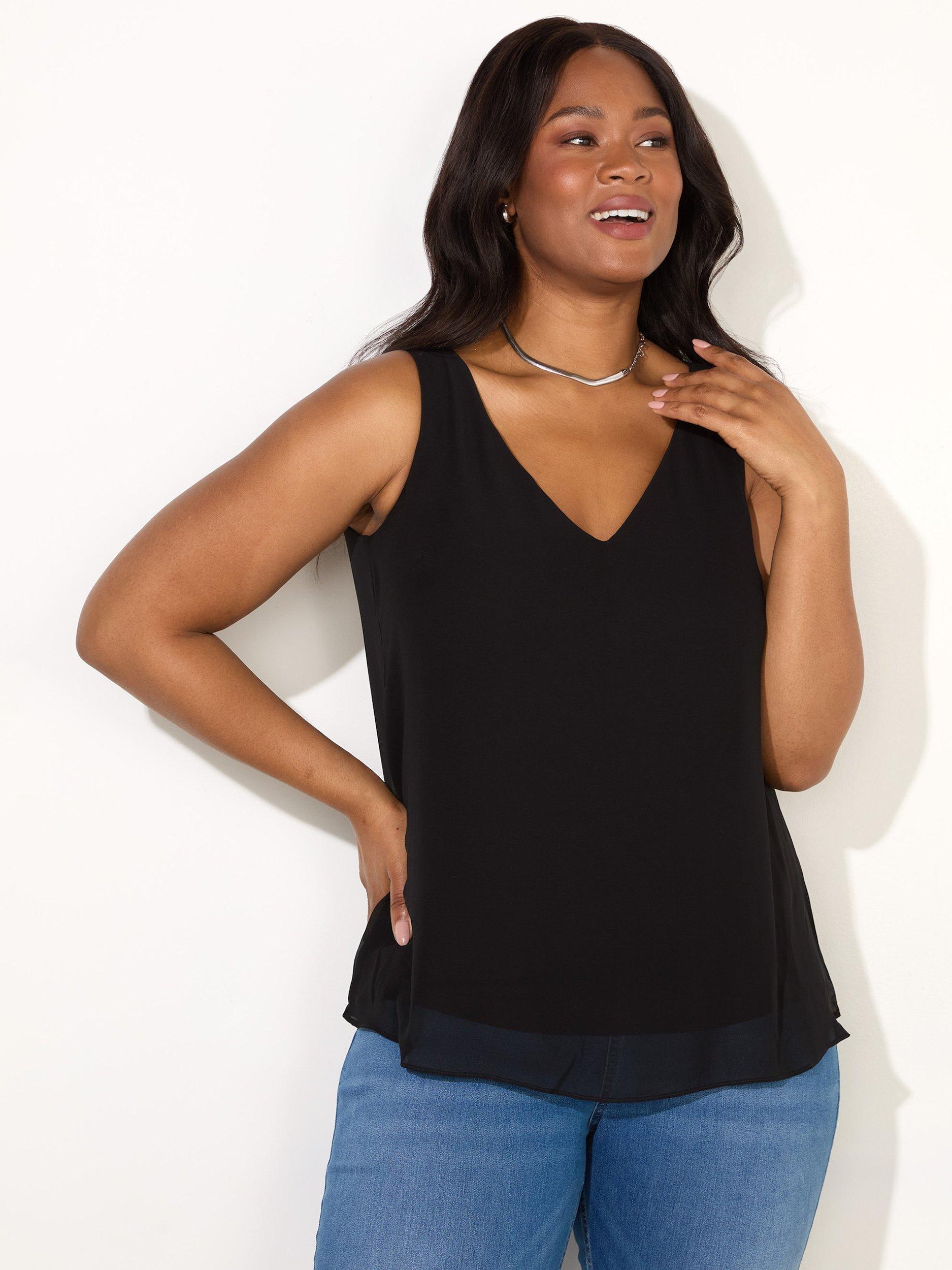Product image 1 of 4, which shows Live Unlimited V-Neck Vest, Black, 18