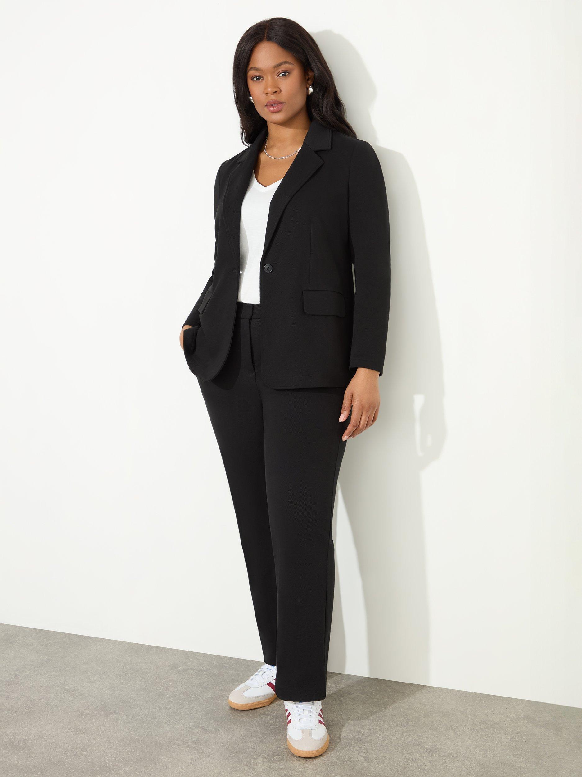 Product image 3 of 5, which shows Live Unlimited Ponte Straight Trousers, Black, 12