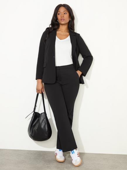 Live Unlimited Petite Ponte Straight Trousers, Black - view 2, Black