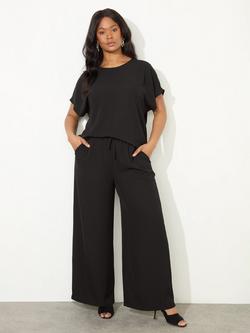 Live Unlimited Drawstring Wide Leg Trousers - view 2, Black