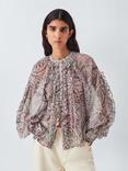 AND/OR Paisley Ruffle Top, Pink/Multi