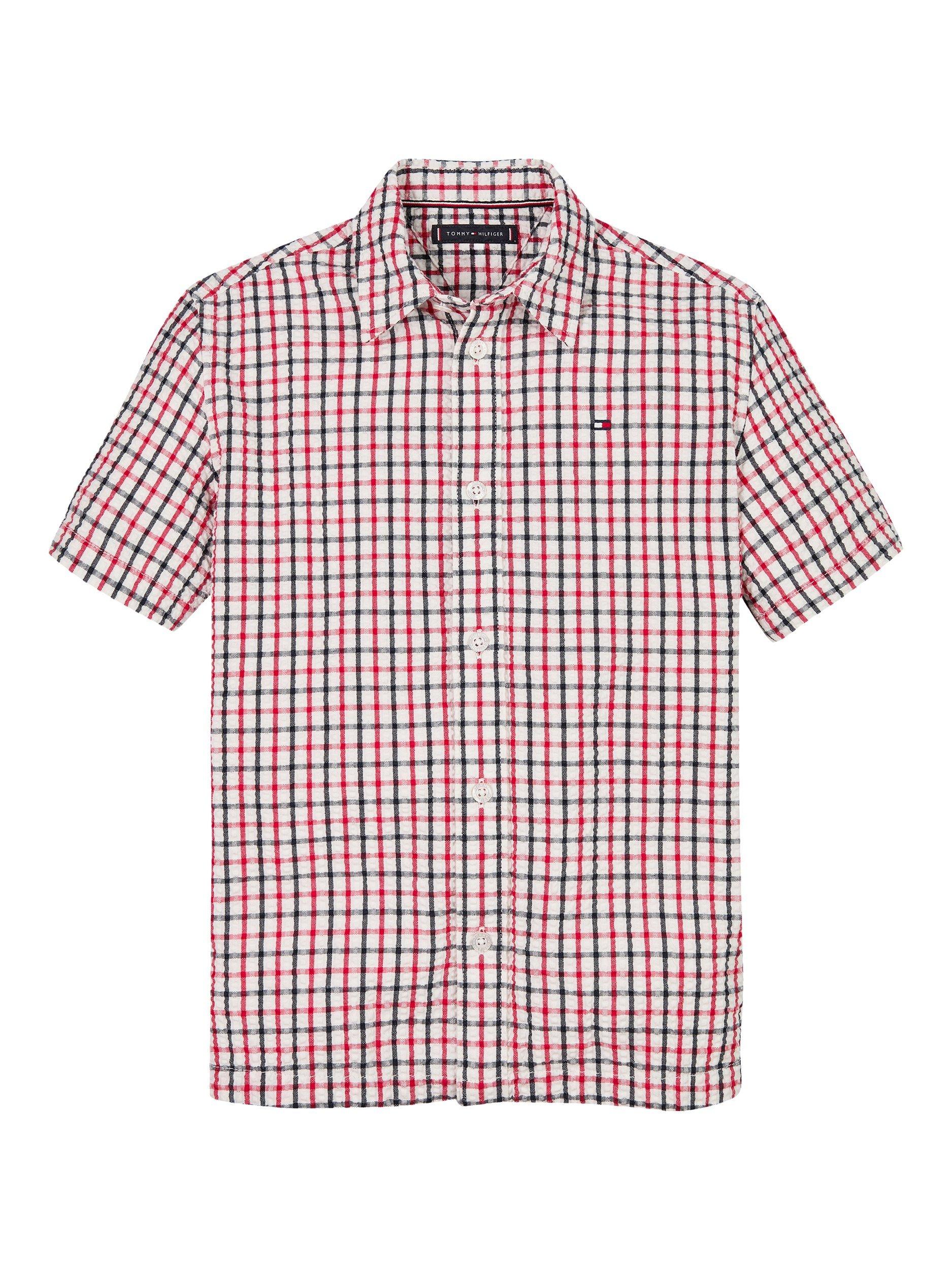 Product image 4 of 6, which shows Tommy Hilfiger Kids' Check Organic Cotton Blend Shirt, Red/White/Blue, 4 years