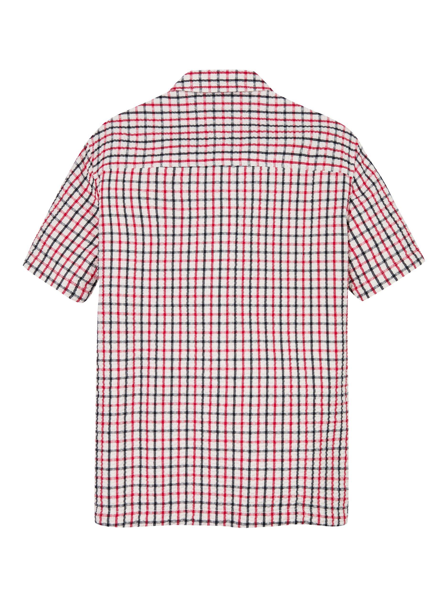 Product image 5 of 6, which shows Tommy Hilfiger Kids' Check Organic Cotton Blend Shirt, Red/White/Blue, 4 years