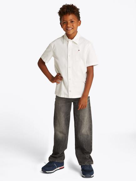 Tommy Hilfiger Kids' Stretch Oxford Short Sleeve Shirt, White