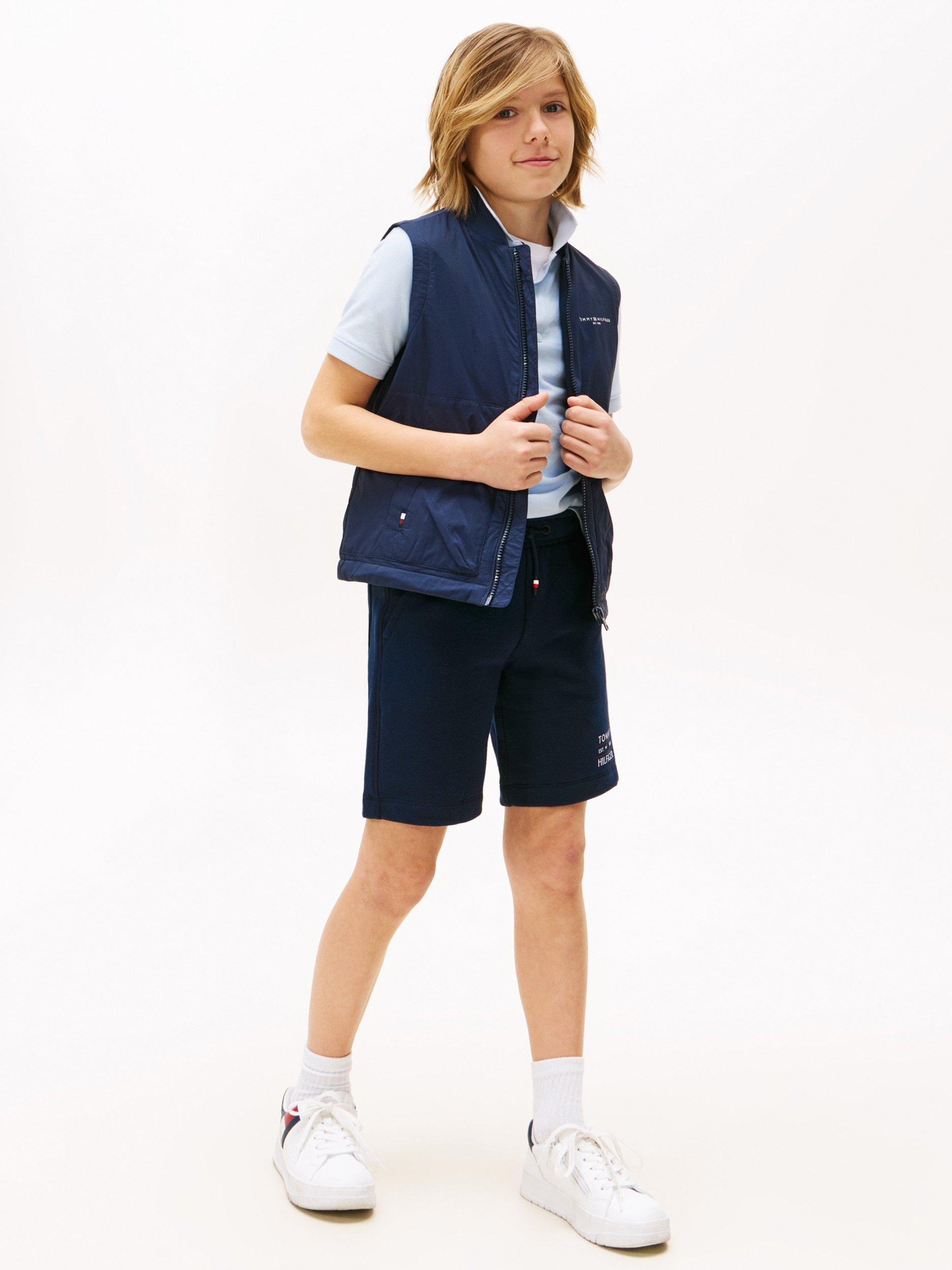 Product image 1 of 5, which shows Tommy Hilfiger Logo Jogger Shorts, Dark Night Navy, 5 years
