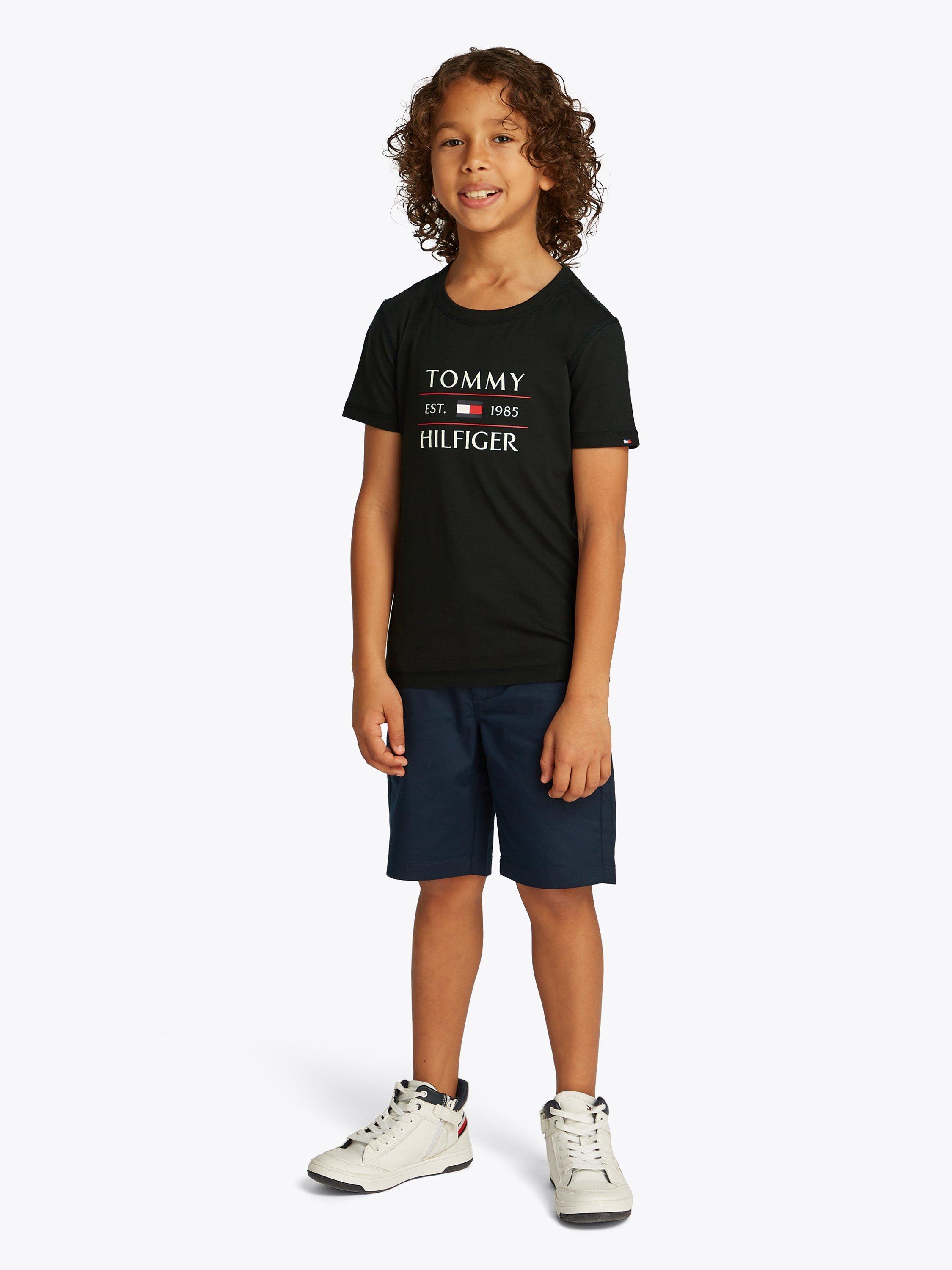 Tommy Hilfiger Kids' Adaptive Collection Cotton Logo T-Shirt, Black