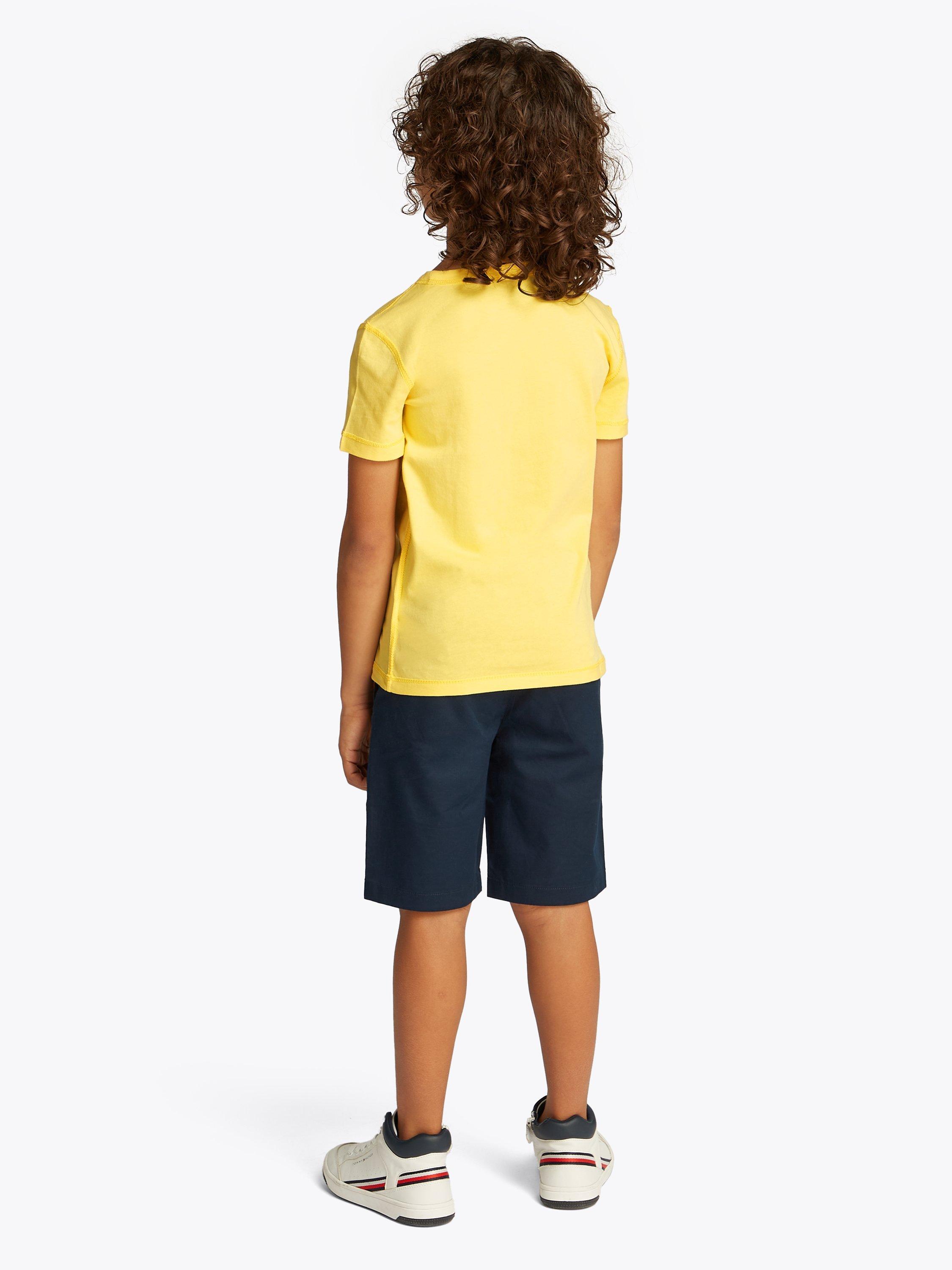 Product image 2 of 6, which shows Tommy Hilfiger Kids' Adaptive Collection Cotton Flag Logo T-Shirt, Citronella, 10 years