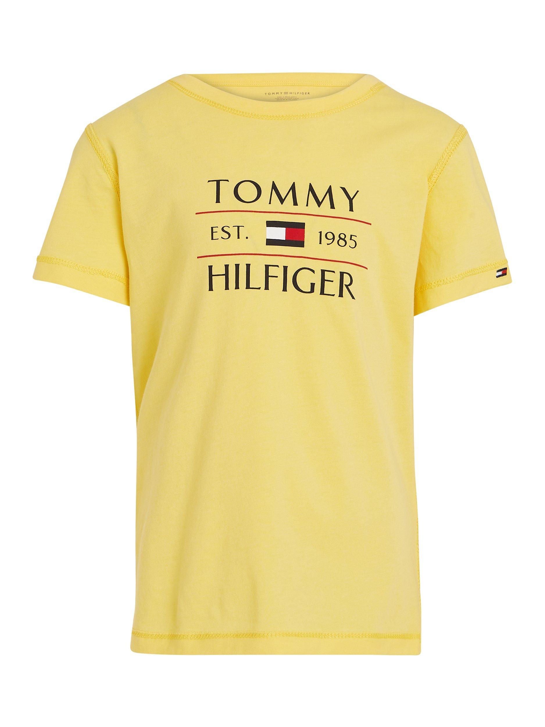 Product image 4 of 6, which shows Tommy Hilfiger Kids' Adaptive Collection Cotton Flag Logo T-Shirt, Citronella, 10 years