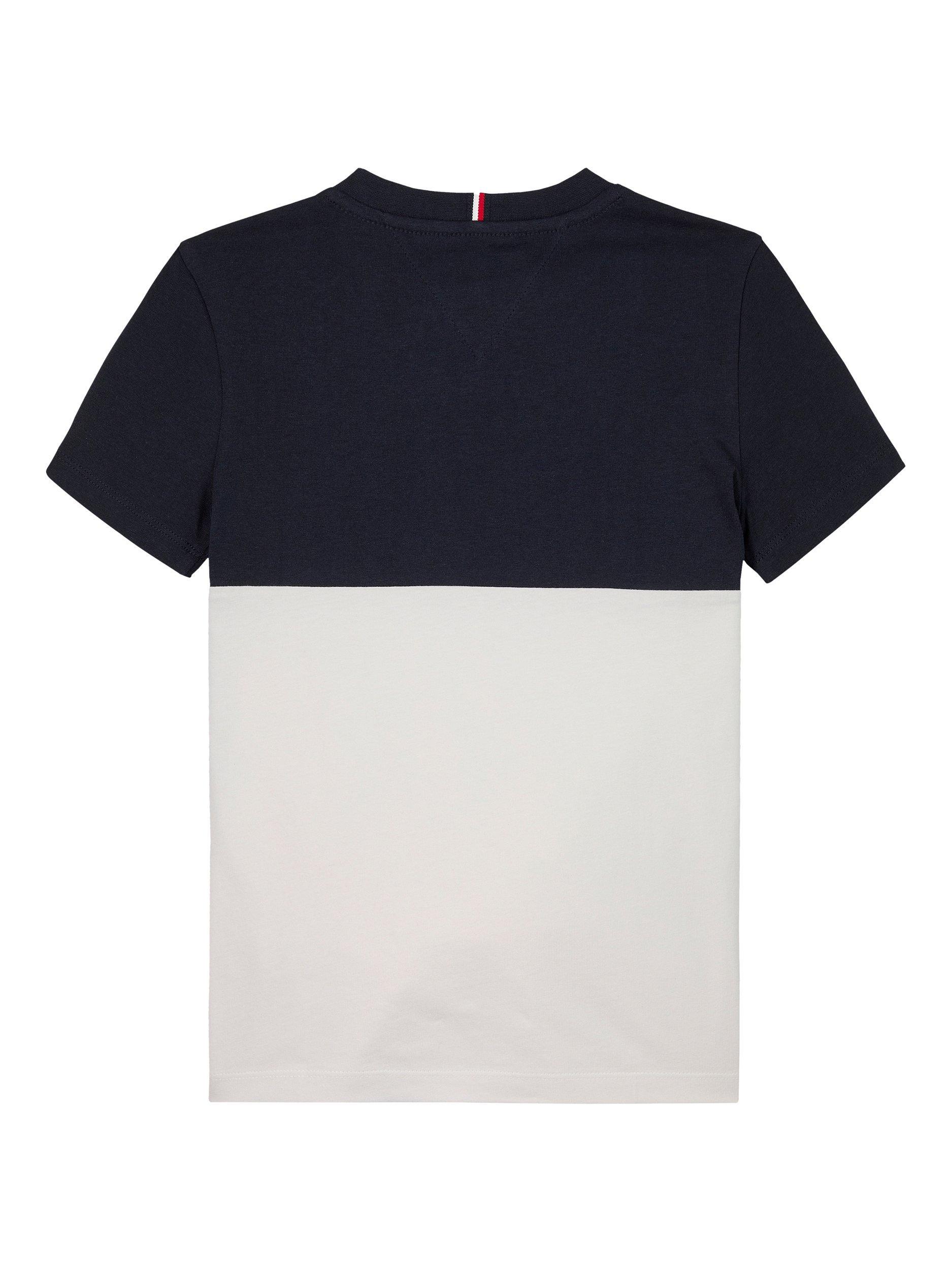 Product image 5 of 5, which shows Tommy Hilfiger Kids' Cotton Colour Block T-Shirt, Navy/White, 3 years
