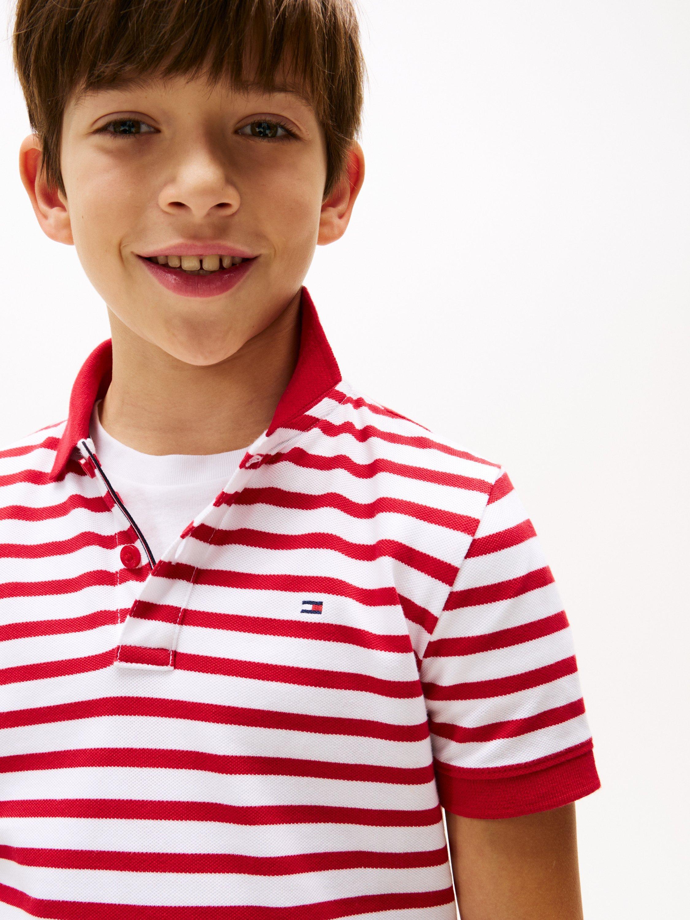 Product image 3 of 5, which shows Tommy Hilfiger Kids' Stripe Flag Polo Shirt, Multi, 3 years