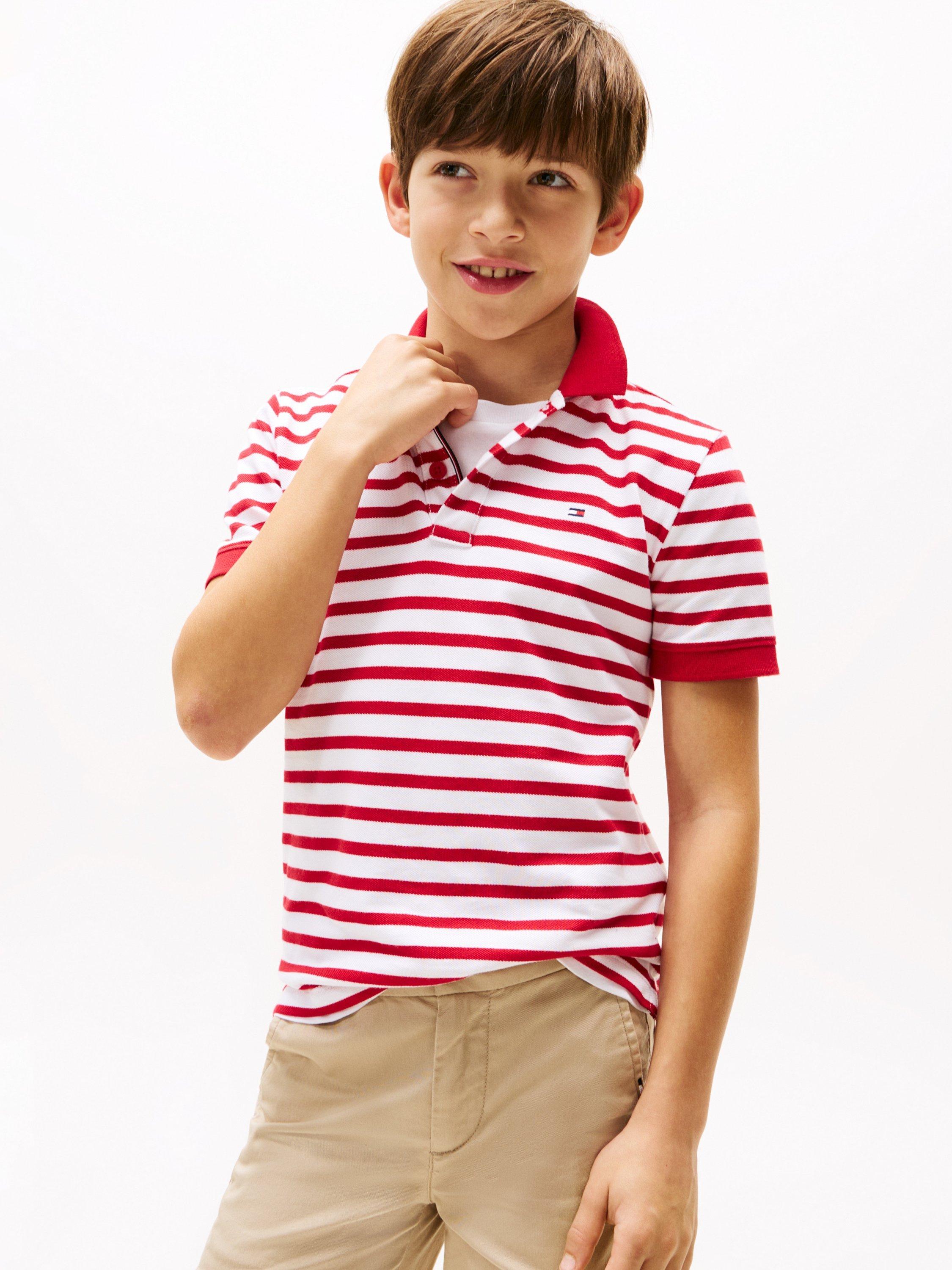 Product image 4 of 5, which shows Tommy Hilfiger Kids' Stripe Flag Polo Shirt, Multi, 3 years