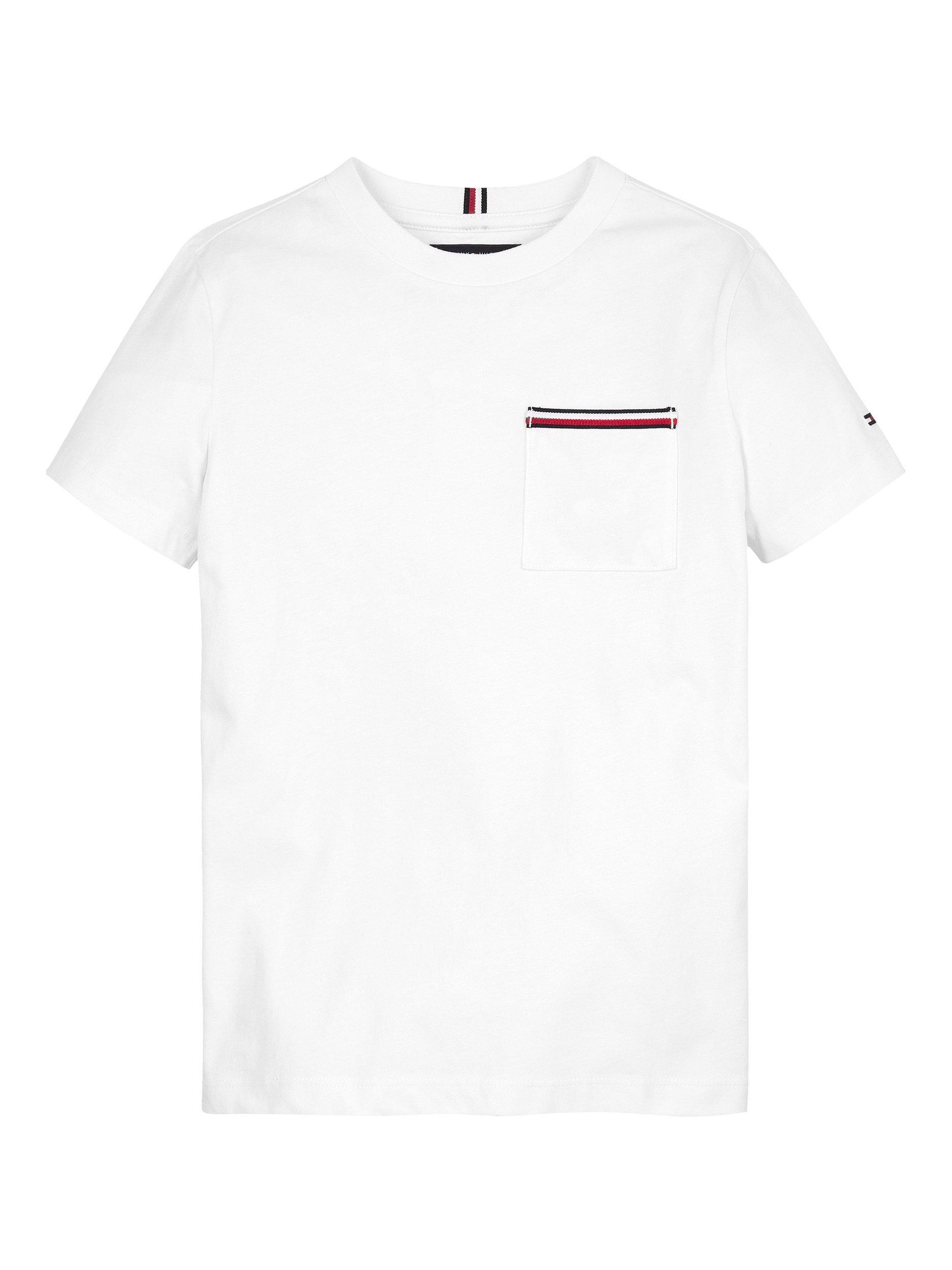Product image 1 of 4, which shows Tommy Hilfiger Kids' Stripe Pocket T-Shirt, White, 5 years
