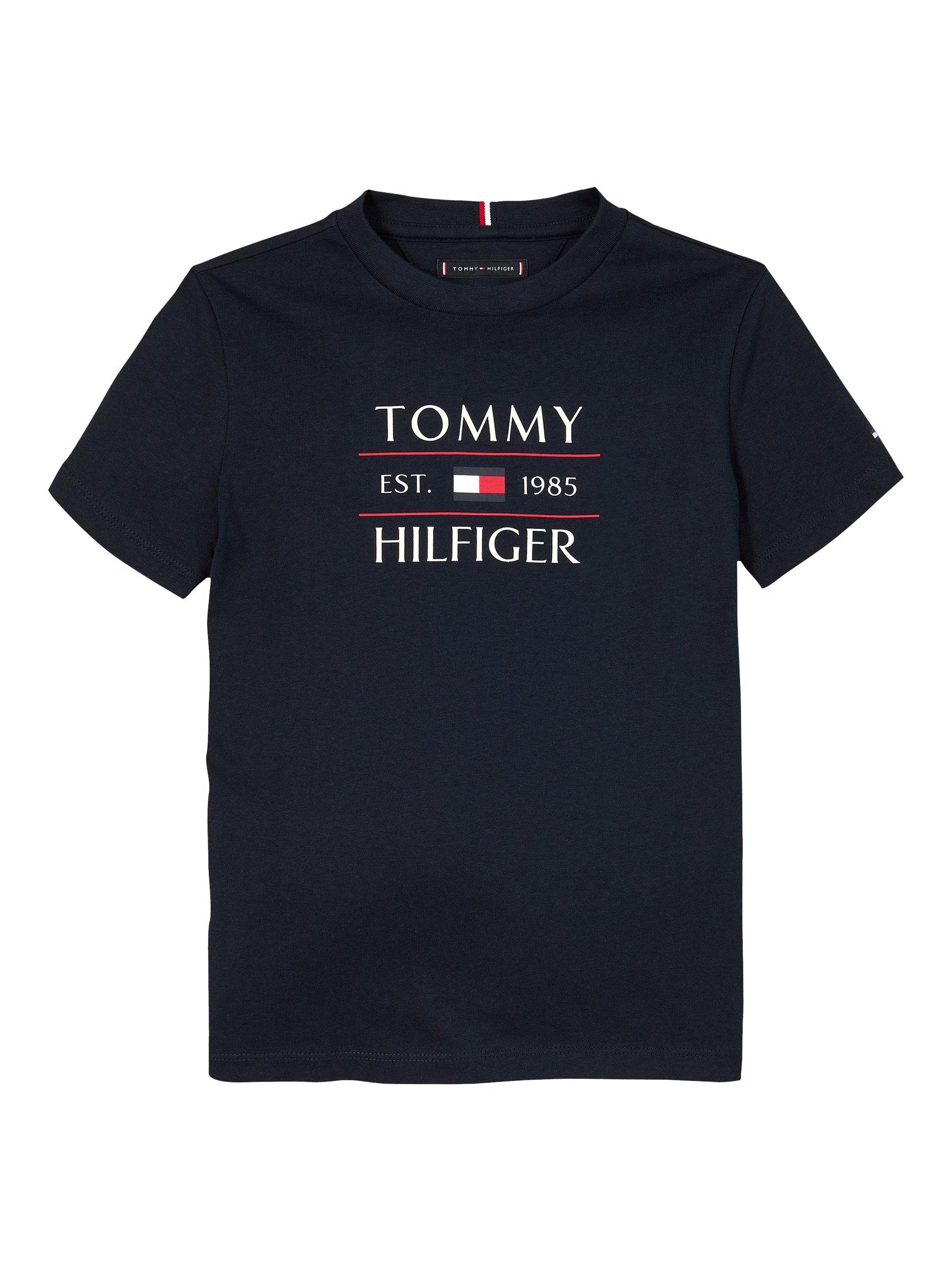 Product image 4 of 5, which shows Tommy Hilfiger Kids' Cotton Flag Logo T-Shirt, Navy, 4 years
